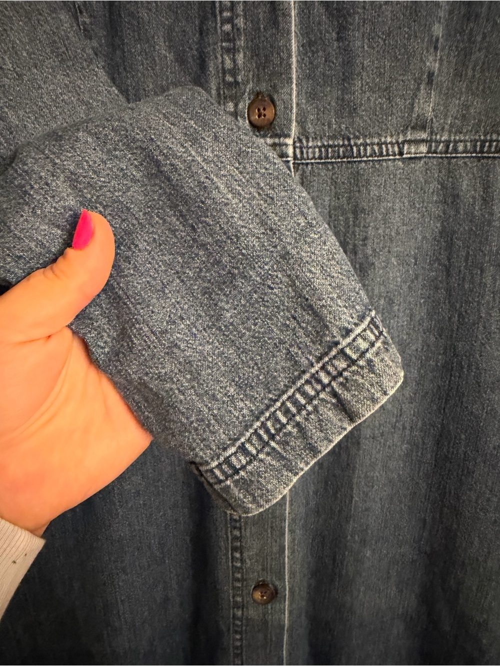 Vintage 90s L.L. Bean Denim Jean Button Front Maxi Dress Womens 12 Tall Country - Picture 5 of 8